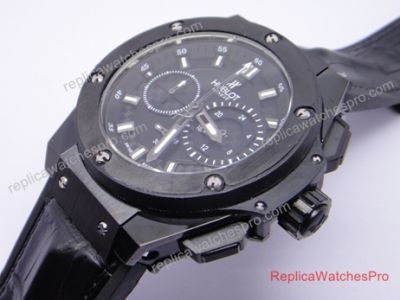 Japan Hublot F1 Replica King Power Watch 48mm Black PVD Black Leather